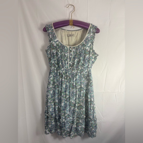 Romy Dresses & Skirts - Blue Paisley Cream Lace Cottagecore Retro Boho Midi Dress Women’s Size L